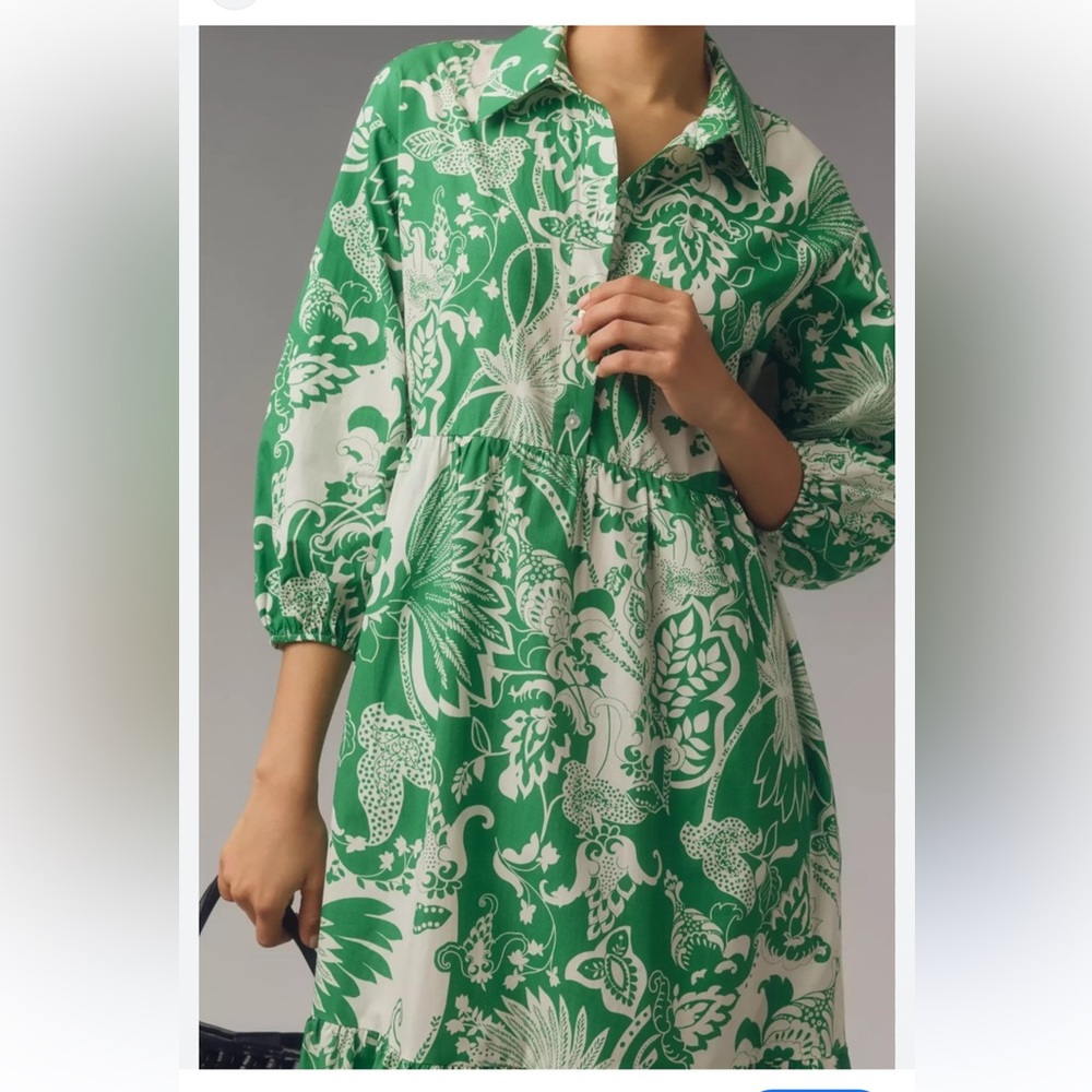 Anthropologie Maeve The Bettina Tiered Shirt Dress! Size XXS